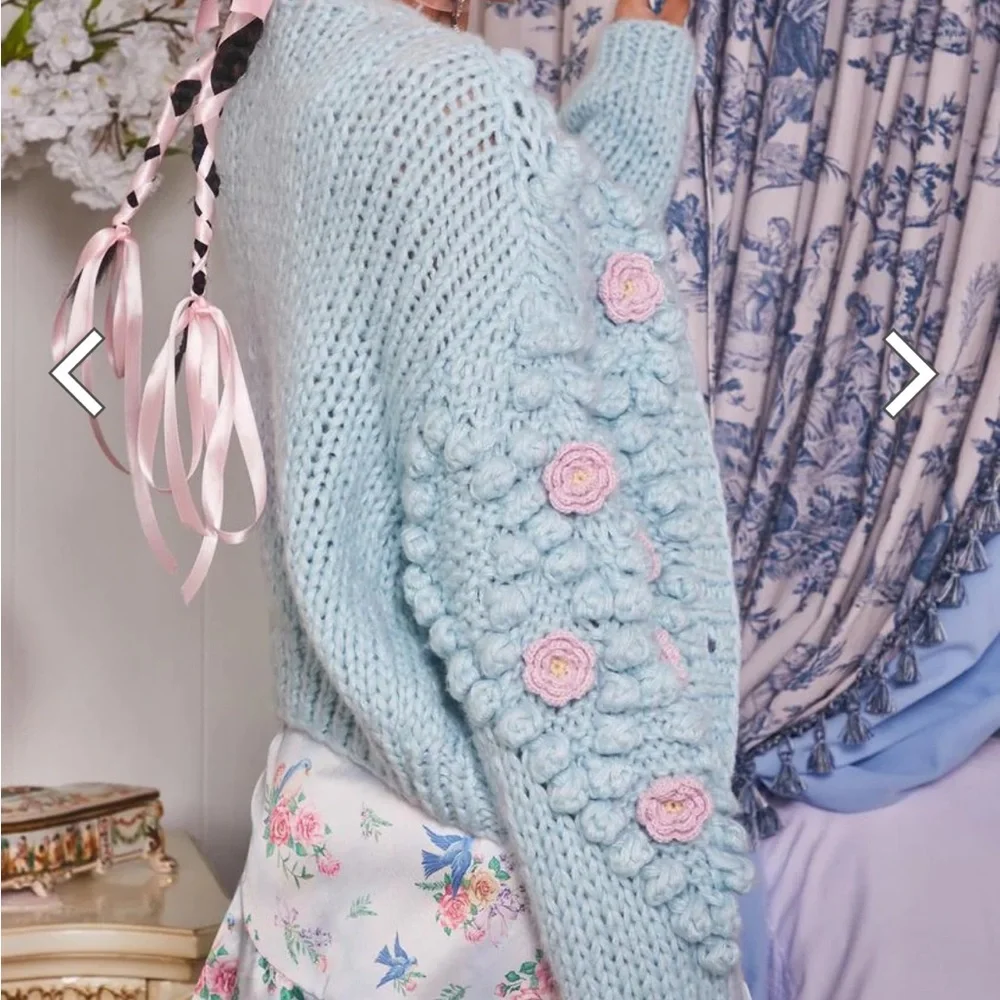 🍁🍂Sugar Thrillz Floral Cardigan🍁🍂LoveShackFancy Vibes! NWT! Size S! - Picture 4 of 9